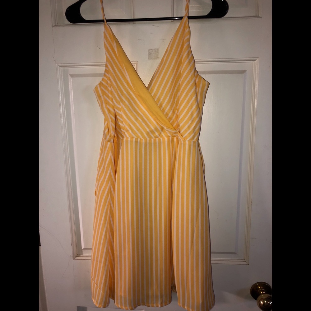 yellow striped tie dress